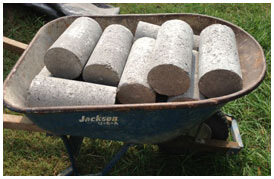 Concrete Piers in Wheelbarrow