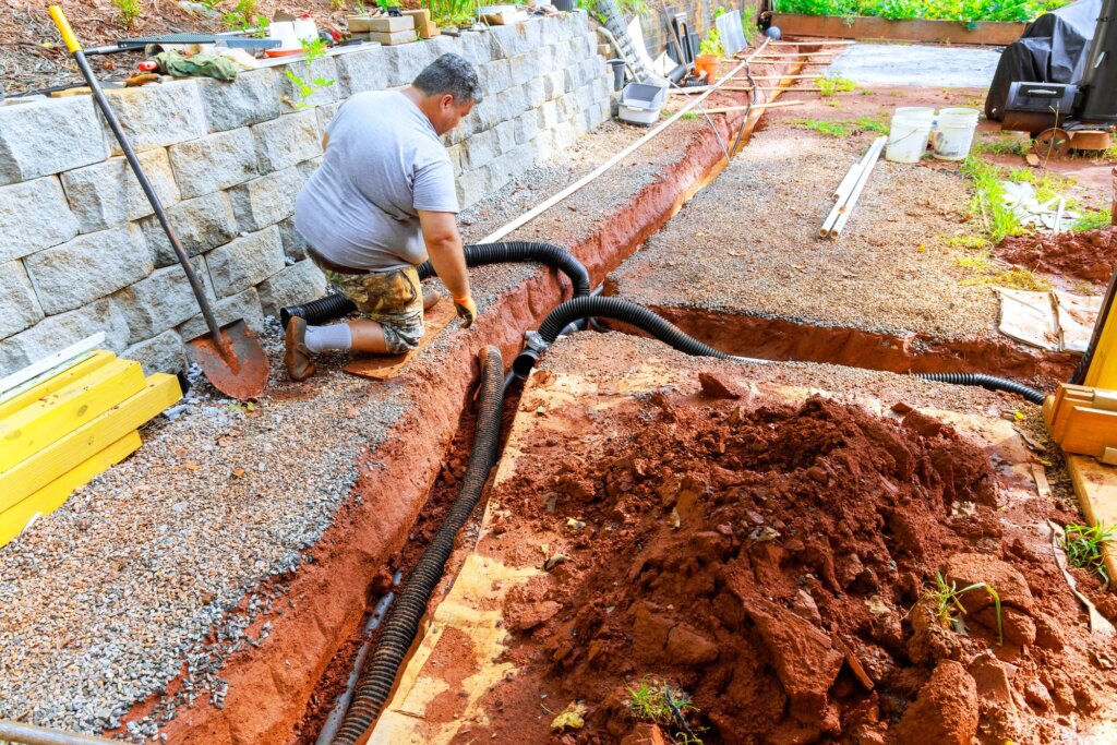 subsurface drainage installation work to a home in DFW