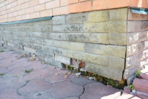 wall with a sinking foundation