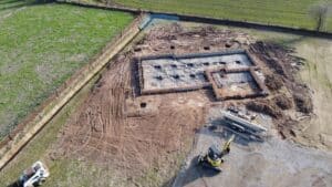 house foundation being built at a ranch