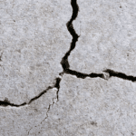 Wide branching crack spreading across a concrete foundation wall, the kind of structural damage that signals serious movement below.
